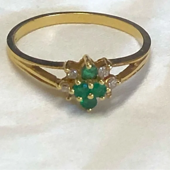 Final ✨ 14K Solid Gold/Diamonds Flower Cluster Ring ESTATE - Picture 3 of 9